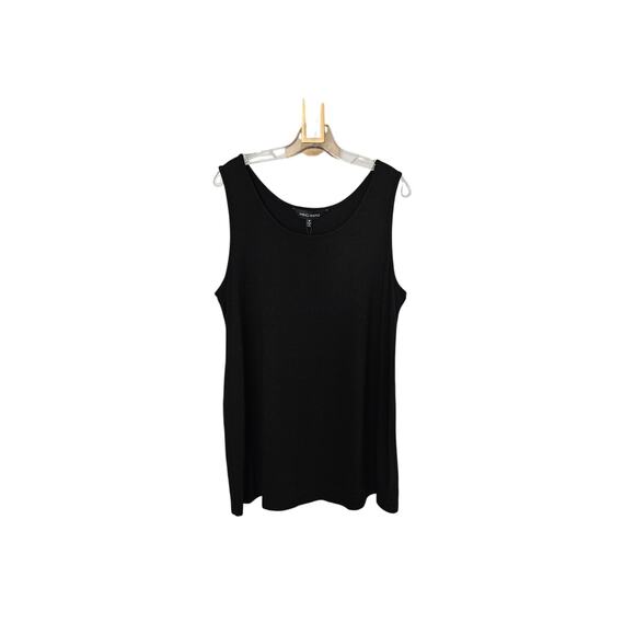 MING WANG Women's Black Stretch Crepe Knit Scoop Neck Tank Top NWT Size Medium - Picture 1 of 8